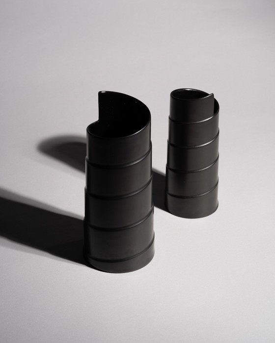 Image 1 of Marcello Morandini &amp; Tapio Wirkkala Rosenthal Dúo de jarrones de porcelana mate Noire