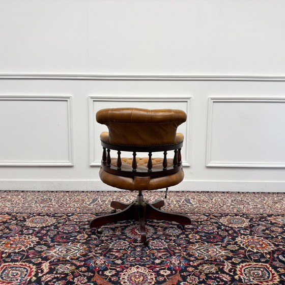 Chaise de bureau Chesterfield classique anglaise marron – Chaises de bureau, Cuir, Bois (photo 4 of 7)