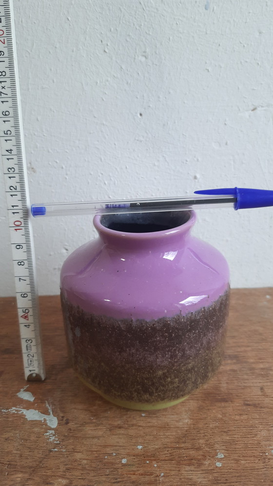Image 1 of 1x Fat Lava vase, VEB Haldensleben, no. 3053, lgreen + lilac