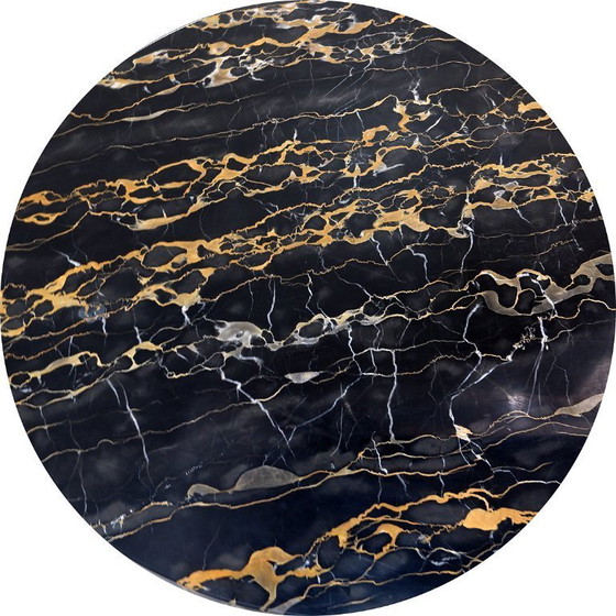 Image 1 of Portoro" pedestal table / Side table in metal with marble top