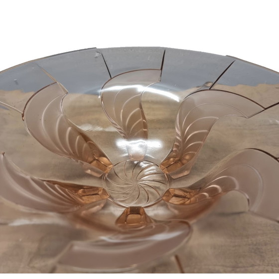 Image 1 of French Art Deco Pink Press Glass Bowl 1930s