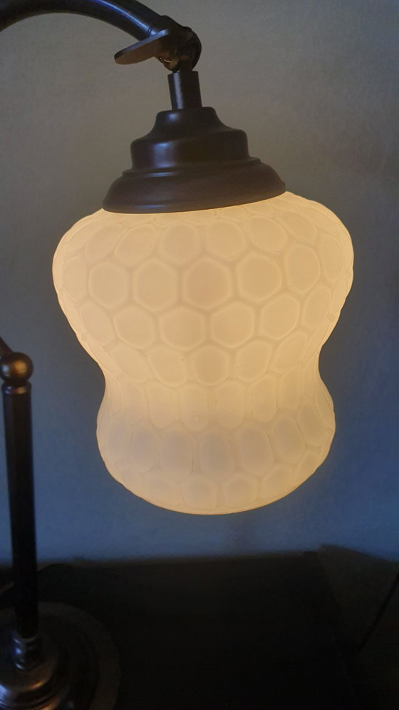 Image 1 of Vintage Art Deco style desk lamp with opaline glass shade