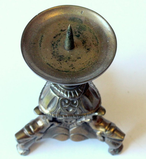 Solid Bronze Candle holder for wider candles, Brown, Vintage (photo 5 of 10)