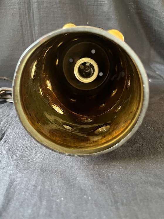 Image 1 of Lampe de plafond moderne du milieu du siècle NANNY STILL pour RAAK en cuivre et verre ambré