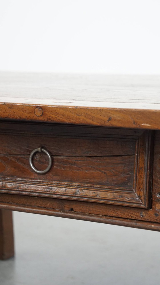 Image 1 of Antique South European Chestnut Coffee Table From The 18th Century With A Drawer