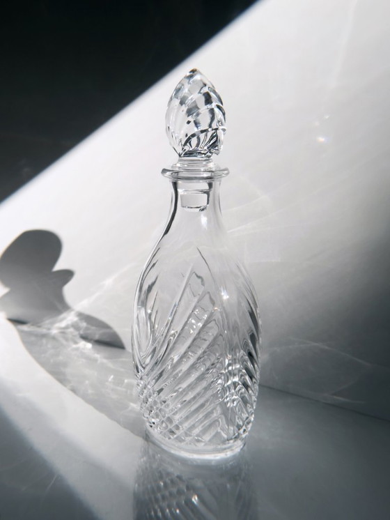 Image 1 of Vintage Art Deco Revival Karaf Kristalglas 80s Geslepen Glas