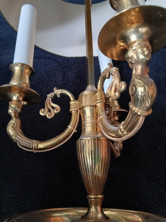 Exceptional Empire Style Bouillotte Lamp, Swan, Lucien Gau - Perfect Condition * – Table lamps, Metal, Brass (photo 13 of 14)