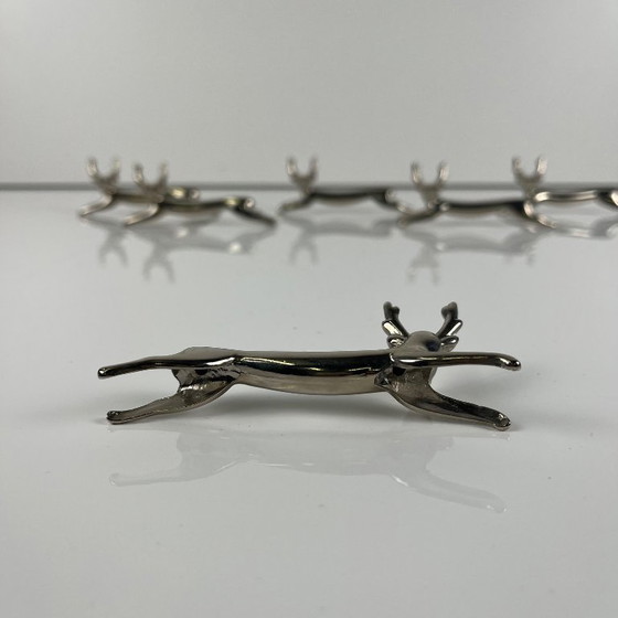 Set of 6 Metal Knife Rests, "Deer / Reindeer" model, 1980-90, Table accessories, Silver (photo 4 of 6)
