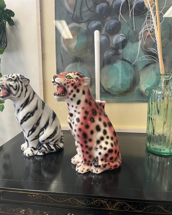 Image 1 of Pink Leopard Statue 