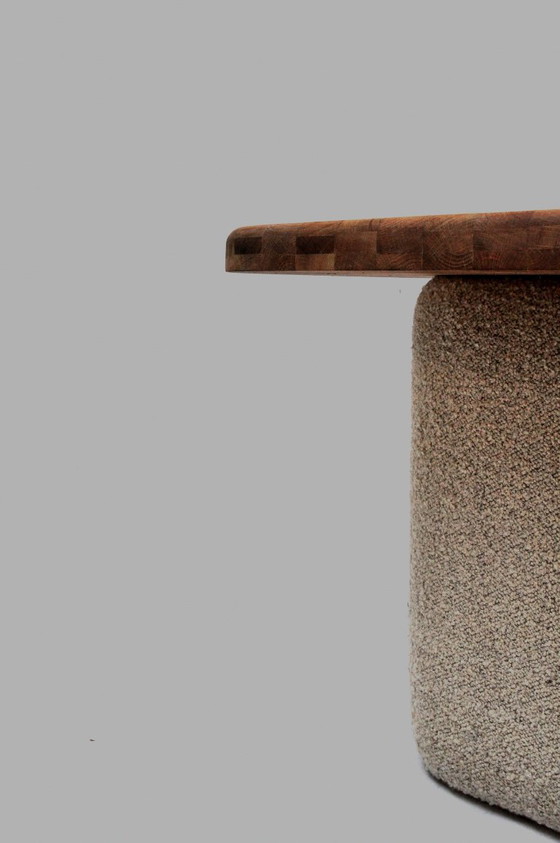 unieke sculpturale eetkamertafel van eikenhout en wol, zachte zaken, Eettafels, Bruin, Modern (foto 3 van 9)