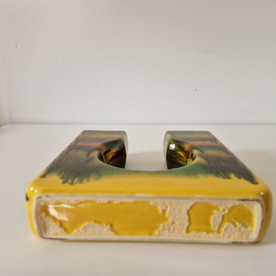 Image 1 of Vintage blok vaas keramieke dubbele vaas bloempot