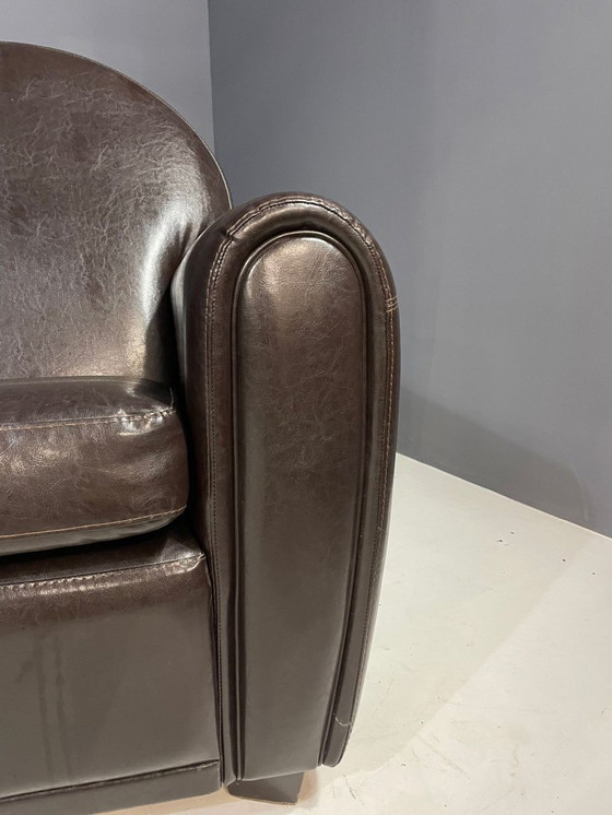Image 1 of Paar leren fauteuils in Franse art-decostijl, jaren 70