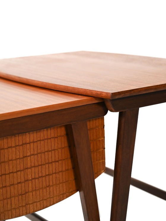 Image 1 of Pair of Scandinavian Nesting Coffee Tables with Yarn Box