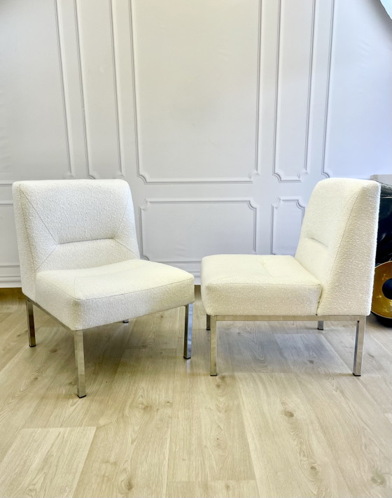 Image 1 of 2 vintage lounge chairs - chrome legs - 1970s