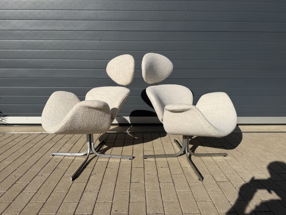 2x 1. Edition Artifort Big Tulip Neuwertig! Pierre Paulin in Beige/Ecru Bouclé – Sessel, Textile (photo 7 of 12)