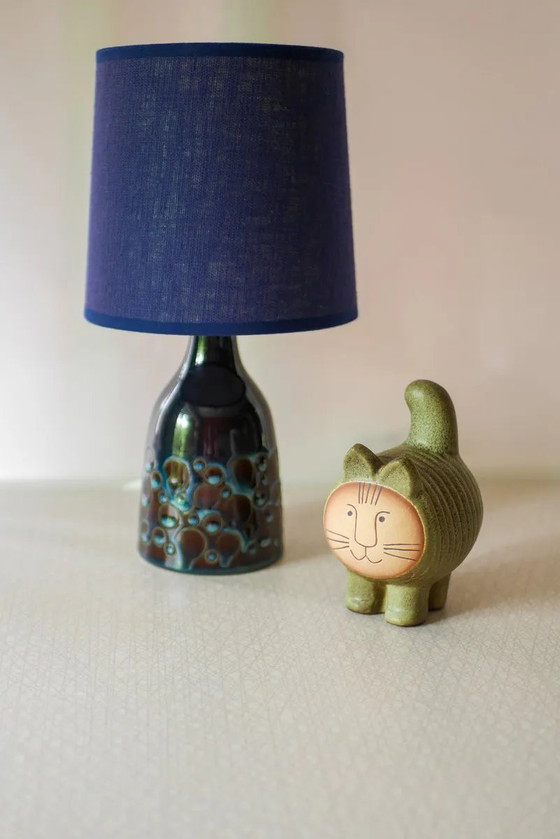 Image 1 of Mid-century modern pottery table lamp with candy glazing from Söholm, Denmark, 1960s