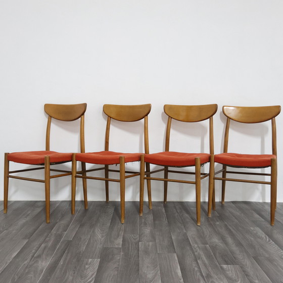 Image 1 of Set Da Pranzo 4 Sedie Design Scandinavo Anni "60 Design Modernariato