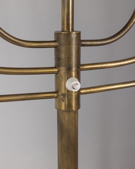 Image 1 of Lampadaire vintage des années 1950 en onyx et laiton doré design italien