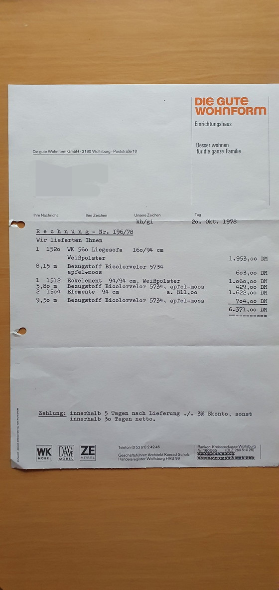Image 1 of Vintage modulaire bank uit de jaren 70 (1978) – inclusief originele factuur + salontafel