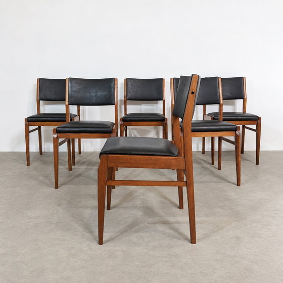 Ensemble de 6 chaises de salle à manger scandinaves vintage – Années 60 – Mid-Century – Wood (photo 7 of 11)