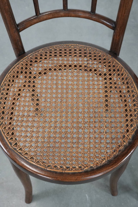 Image 1 of 2 x Wooden vintage bistro chair Jacob & Josef Kohn Wien with a wicker seat