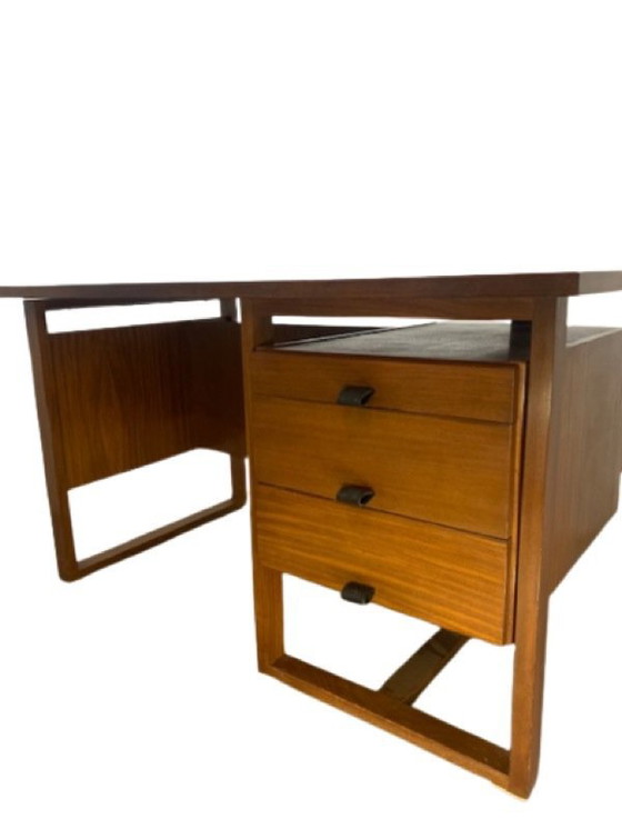 Image 1 of Vintage Bureau, 1960-70, Grand ModèLe, Hout, Leer