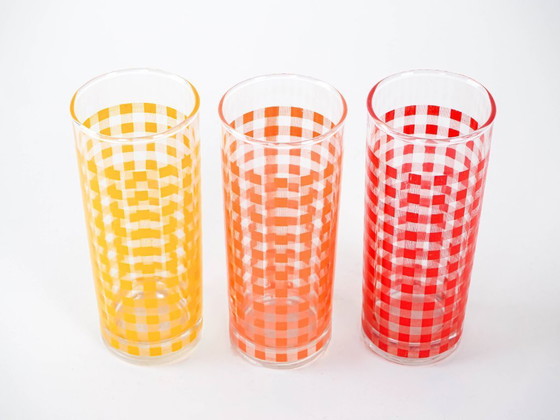 Image 1 of Set van drie glazen, Deens design, jaren 70, gemaakt in Denemarken.