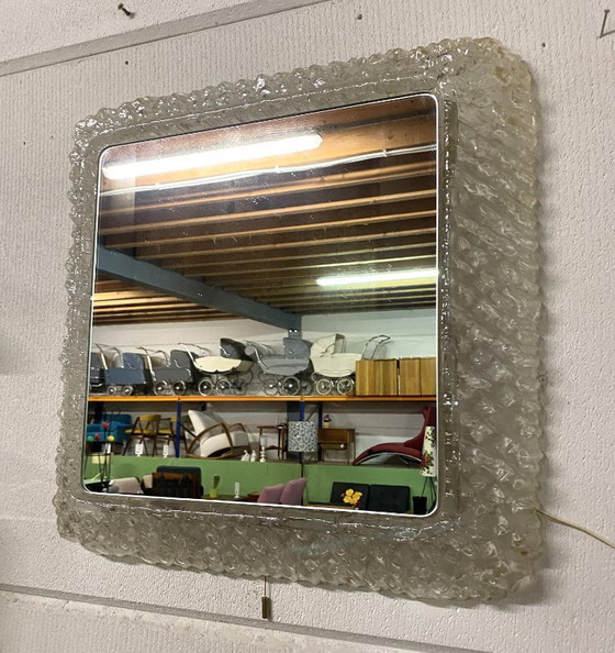 IJsspiegel van Egon Hillebrand, vierkant met licht, jaren 70 – Plexiglass, Metal (photo 6 of 15)