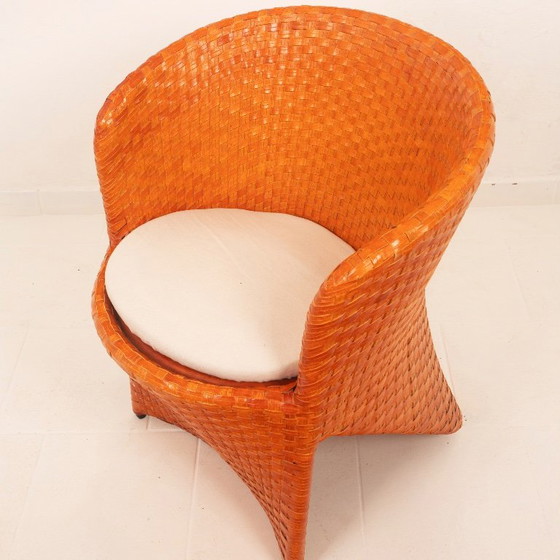 Sillón de ratán trenzado naranja, Bonacina, Sillones, Cuero, Modern (foto 3 de 15)