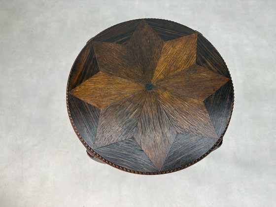 Amsterdam School Art Deco side table from the 1920s/30s, Wood, Brown (photo 3 of 10)