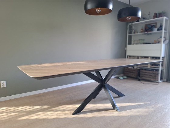 Eettafel Finesse, visgraat, ronde hoek (260x78x100) – Mdf (photo 3 of 5)