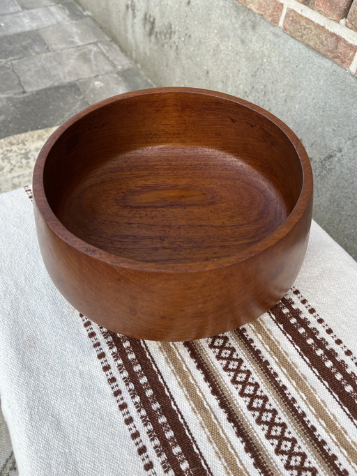 Dänische Vintage-Obst- oder Salatschale aus Teakholz aus den 1970er Jahren – schalen, Wood