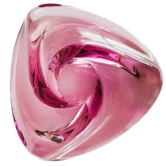 Image 1 of Antique Art Deco Fuchsia pink crystal bowl Val Saint Lambert 1930s