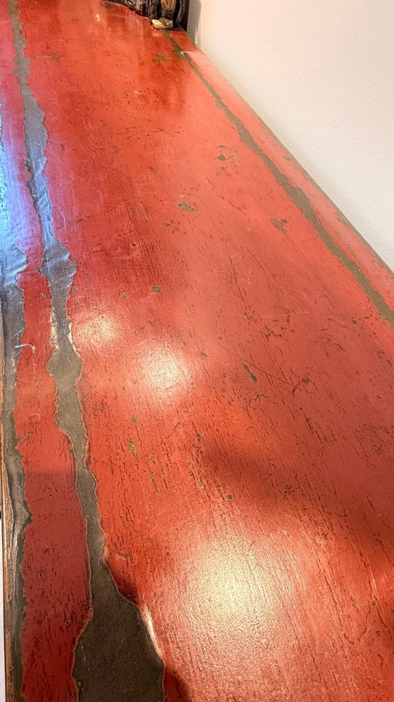 Credenza cinese antica Oriëntique – 234 cm – Rossa – Credenze, Legno, Ottone (photo 10 of 14)