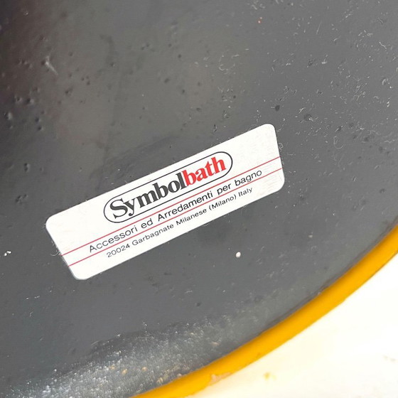 Image 1 of Porte-serviettes sur pied jaune en métal de Symbolbath, années 1980