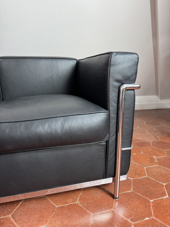 Image 1 of Set da soggiorno di design – Pelle nera e acciaio