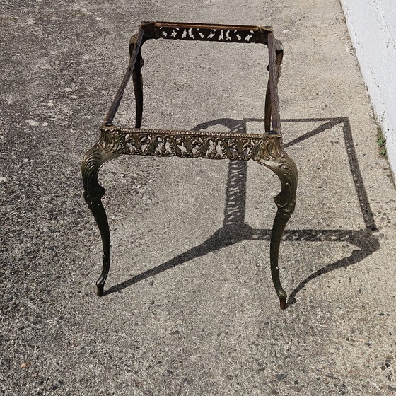 Image 1 of Franse Vintage Marmeren Messing Salontafel - Cocktailtafel-Lounge Tafel-Barok Stijl-60er jaren