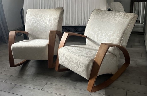 2 Rocking Chair Rocking Armchair Lounge Chair Vintage Teak Mid - Century