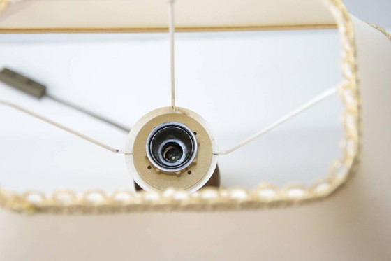 Image 1 of Brass table lamp with fabric border, 43cm, 90s vintage