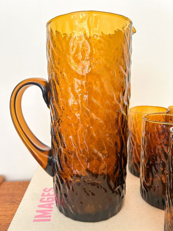 6x Vintage Water Glasses + Decanter Brown 70s Smoked Glass – Glass & Decanter (photo 4 of 8)