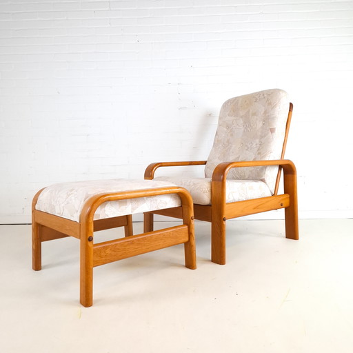 Vintage armchair with ottoman, Danish design, teak, 1970s