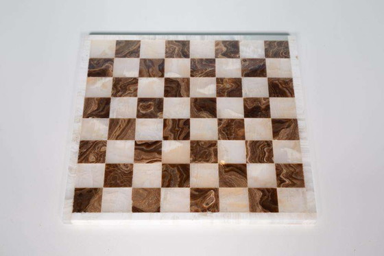 Image 1 of Jeu d'échecs vintage en pierre naturelle, Midmod onyx chest game