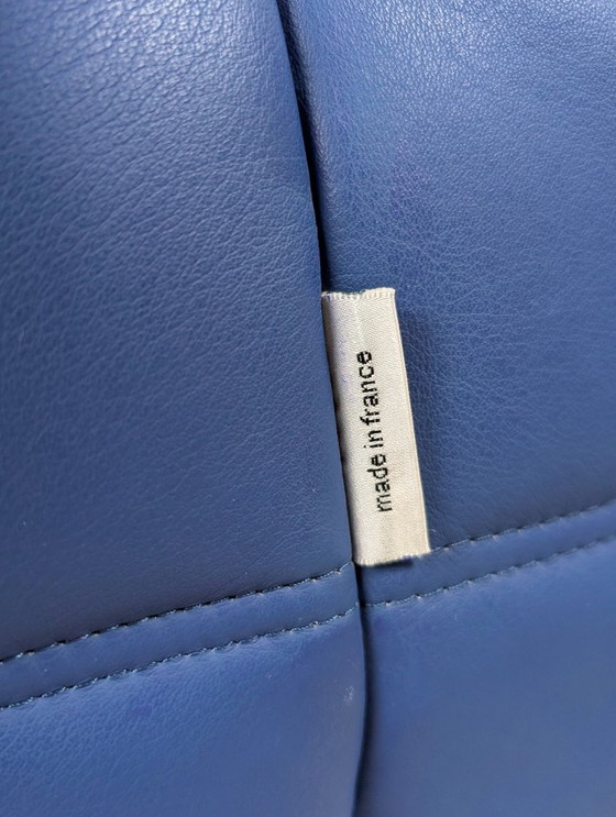 Image 1 of Michel Ducaroy Togo 3-Seater Sofa Blue Leather Ligne Roset France 1980s