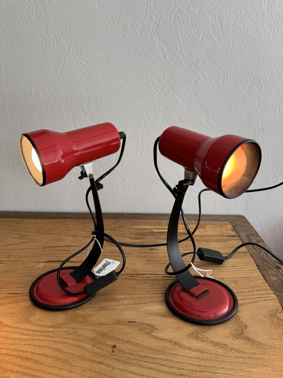 Veneta Lumi Vintage Space Age Set Lampade da scrivania Rosso Fuoco – Metal (photo 3 of 13)
