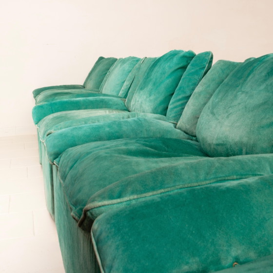 Set van 4 Stropiccio Fauteuils van Luciano Frigerio voor Frigerio di Desio, 1970 – Modulaire banken, Suede (photo 4 of 18)