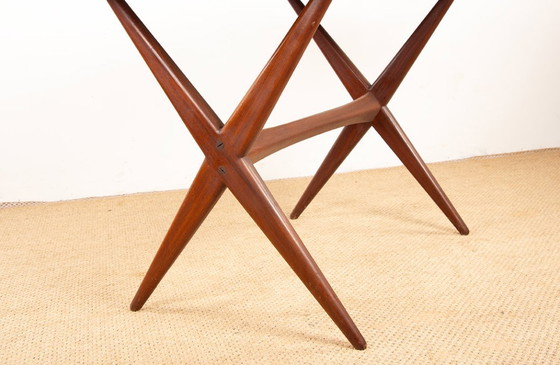 Image 1 of Tavolo scandinavo vintage, alto e basso, in teak di Frederik Kayser per Gustav Bahus, Norvegia, 1960.