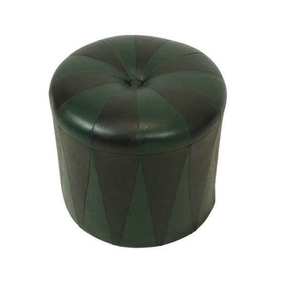 Image 1 of Vintage Green Black Pouf