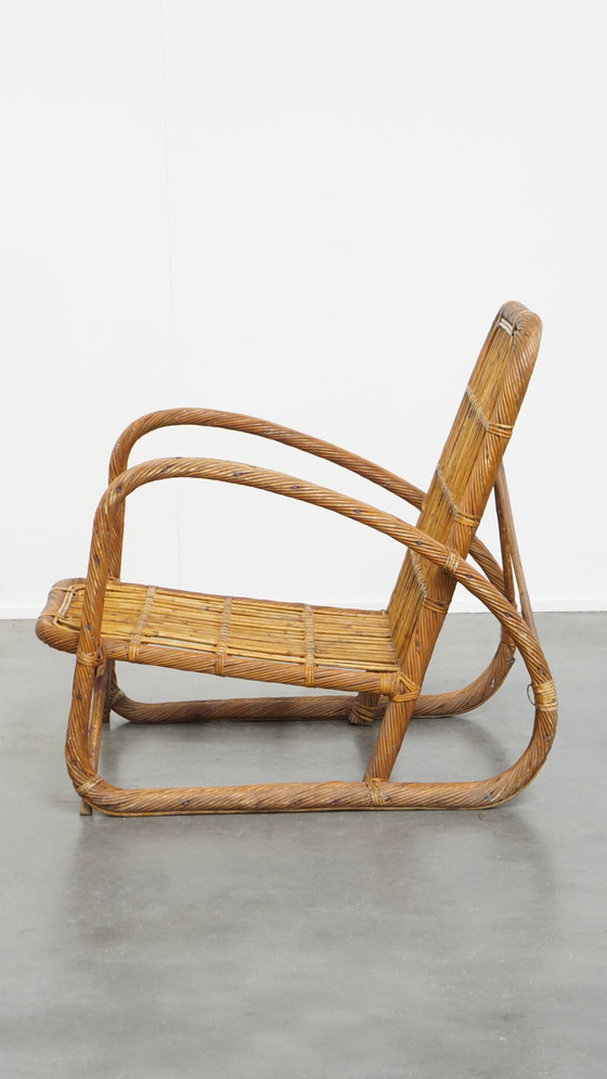 Image 1 of French rattan vintage design armchair from the 1950s