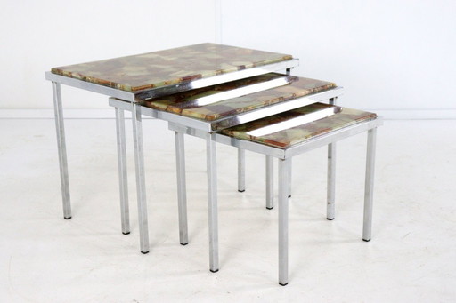 Satz von 3 Verschachtelungstischen Epoxy Hollwood regency vintage