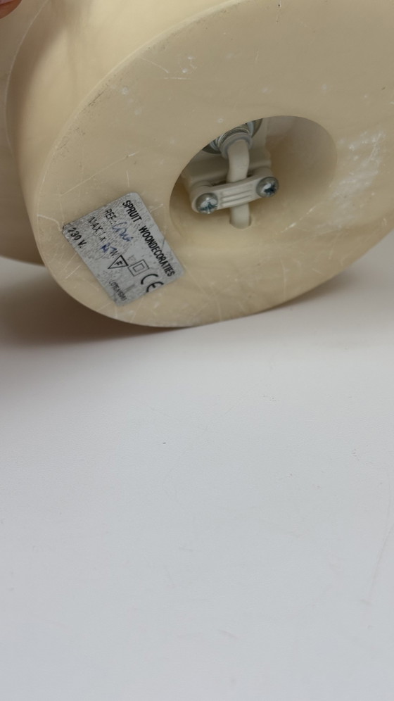 Image 1 of Vintage Alabaster table / night lamp beige cream tones veining